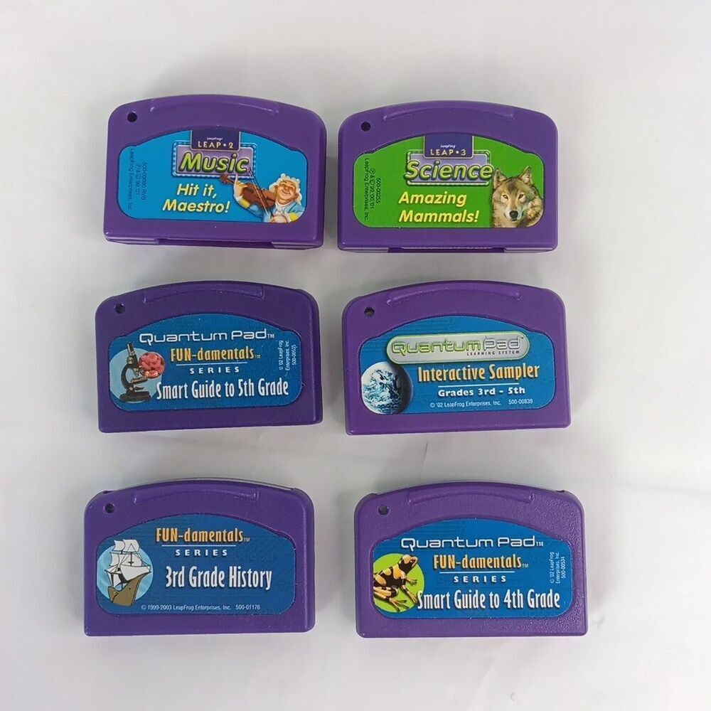 Lot of 6 LeapFrog QUANTUM PAD Game Cartridges Only Untested Vintage Learning Toy